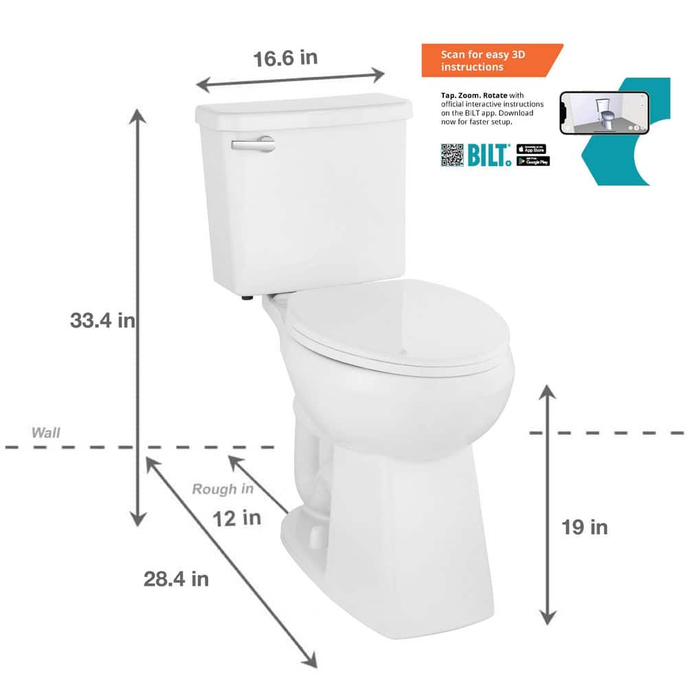 Glacier Bay Power Flush Upscale Tall 12 in. Rough in 2-Piece 1.28 GPF Single Flush Elongated Toilet in White Seat Included (2)
