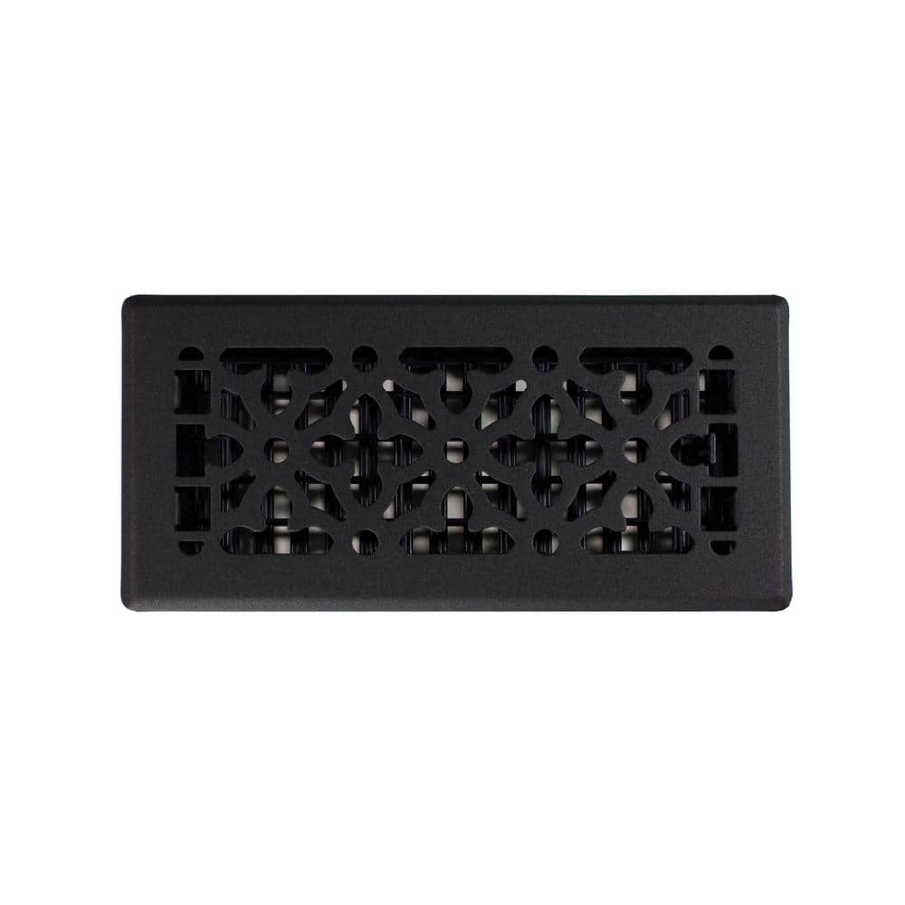 Decor Grates 4 in. x 10 in. Gothic Design Black Steel Floor Register (3)