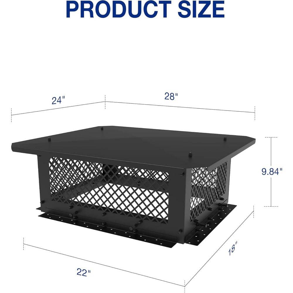 Mximu 18 in. x 22 in. Black Galvanized Steel Fireplace Chimney Caps for Outside (2)