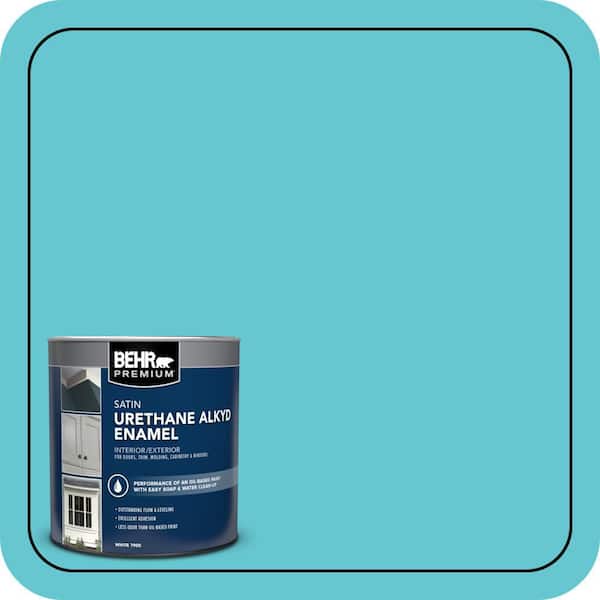 BEHR PREMIUM 1 qt. #P470-4 Paradise Sky Satin Enamel Urethane Alkyd Interior/Exterior Paint (2)