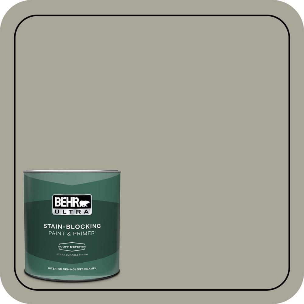 BEHR ULTRA 1 qt. #N370-4A Historical Gray Extra Durable Semi-Gloss Enamel Interior Paint & Primer