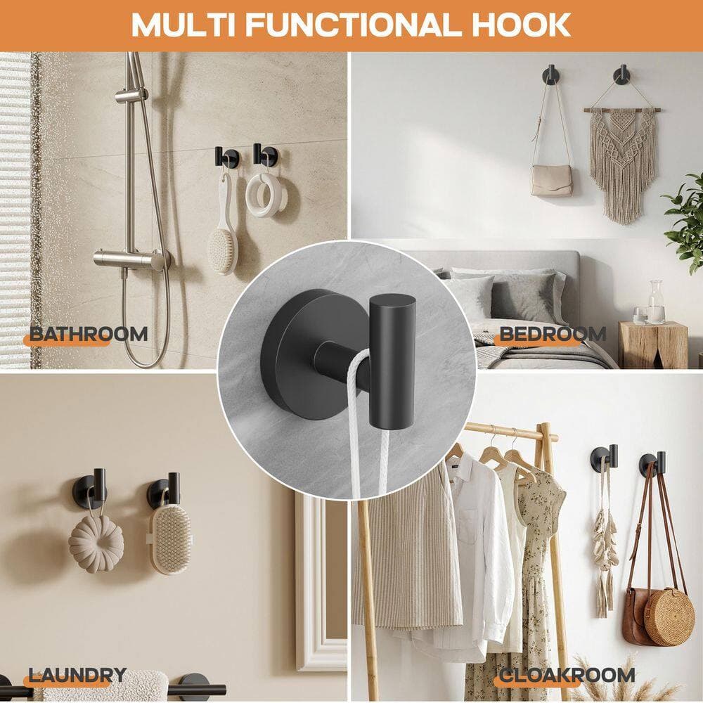 Yuaris Bath Hardware Set with Towel Ring Hand Towel Holder Toilet Paper Holder Towel Hook Modern Style (4)