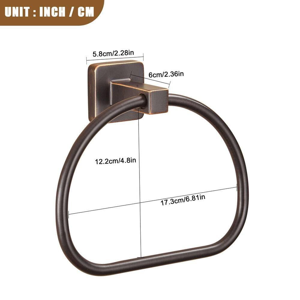 Wudkey Oil Rubbed Rustic Bronze Wall-Mounted Orb Bathroom Hand Towel Ring for Farmhouse Bathroom Accessories (3)
