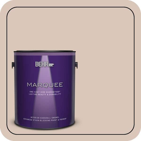 BEHR MARQUEE 1 gal. #MQ3-38 Suede Beige One-Coat Hide Eggshell Enamel Interior Paint & Primer (2)