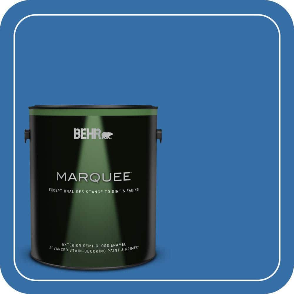 BEHR MARQUEE 1 gal. #P520-6 Mega Blue Semi-Gloss Enamel Exterior Paint & Primer (1)