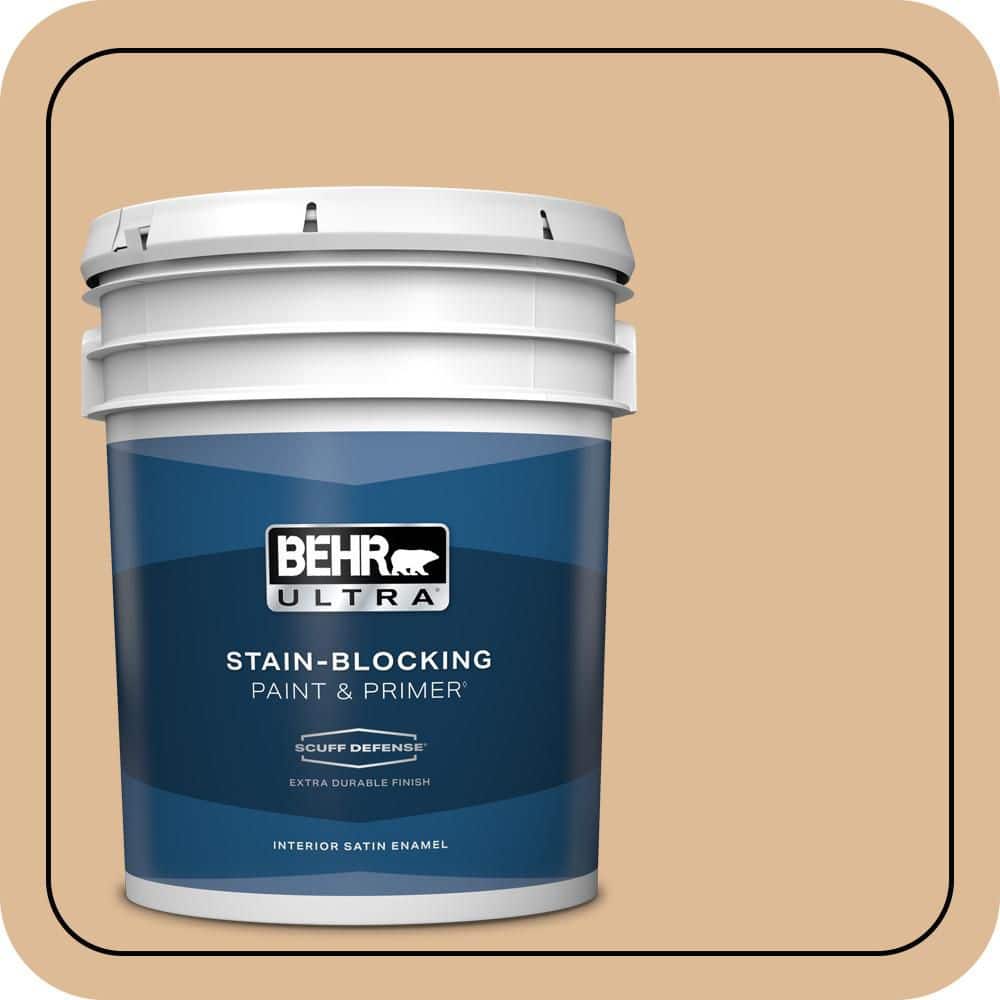 BEHR ULTRA 5 gal. #PMD-69 Jute Extra Durable Satin Enamel Interior Paint & Primer