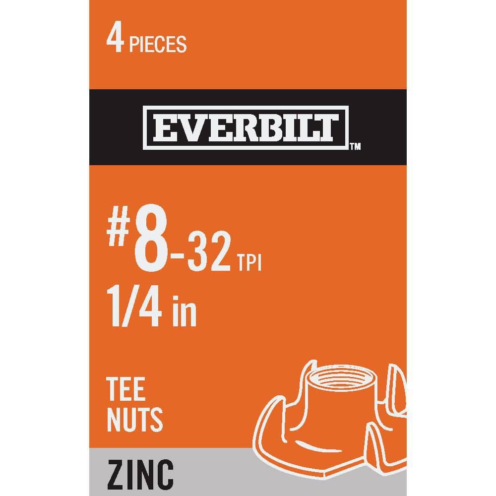 Everbilt #8-32 Zinc-Plated Steel Coarse Tee Nuts (4 per Pack)