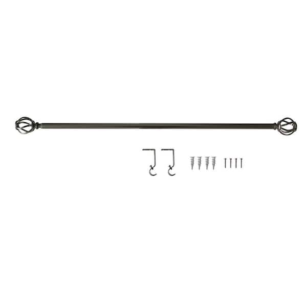 StyleWell 28 in.-48 in. Single Curtain Rod Kit in Brushed Nickel with Cage Finial