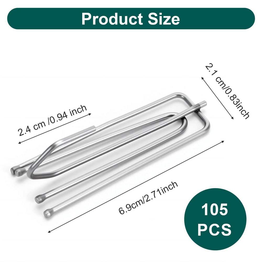 KHKFY Stainless Steel 4-Prong Pinch Pleat Curtain Hooks for Drapery Traverse Pleater Tape, Rustproof Silver (2)