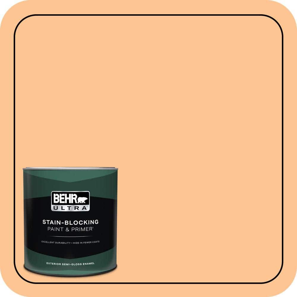 BEHR ULTRA 1 qt. #P220-4 Dainty Apricot Semi-Gloss Enamel Exterior Paint & Primer