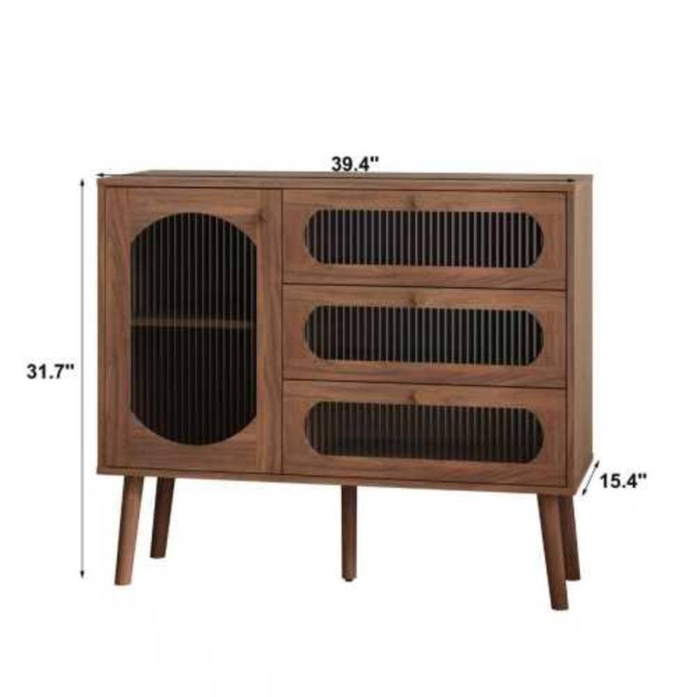Unbranded 39.37 in. W x 15.35 in. D x 31.69 in. H Bathroom Brown Linen Cabinet (2)