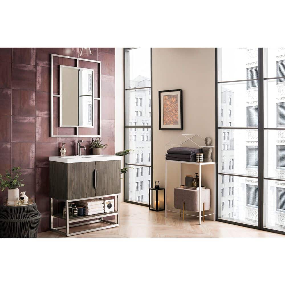 James Martin Vanities Columbia 31.5 in. W. x 15.4 in. D x 33.4 in. H Single Bath Vanity Cabinet Without Top in Ash Gray (1)