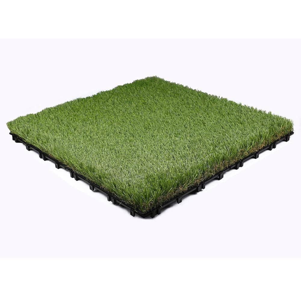 NewTechWood Grass Tile Series 2 ft. x 2 ft. Quick Deck Outdoor Faux Zoysia Grass Plastic Deck Tile in Green (4 per Case) (3)