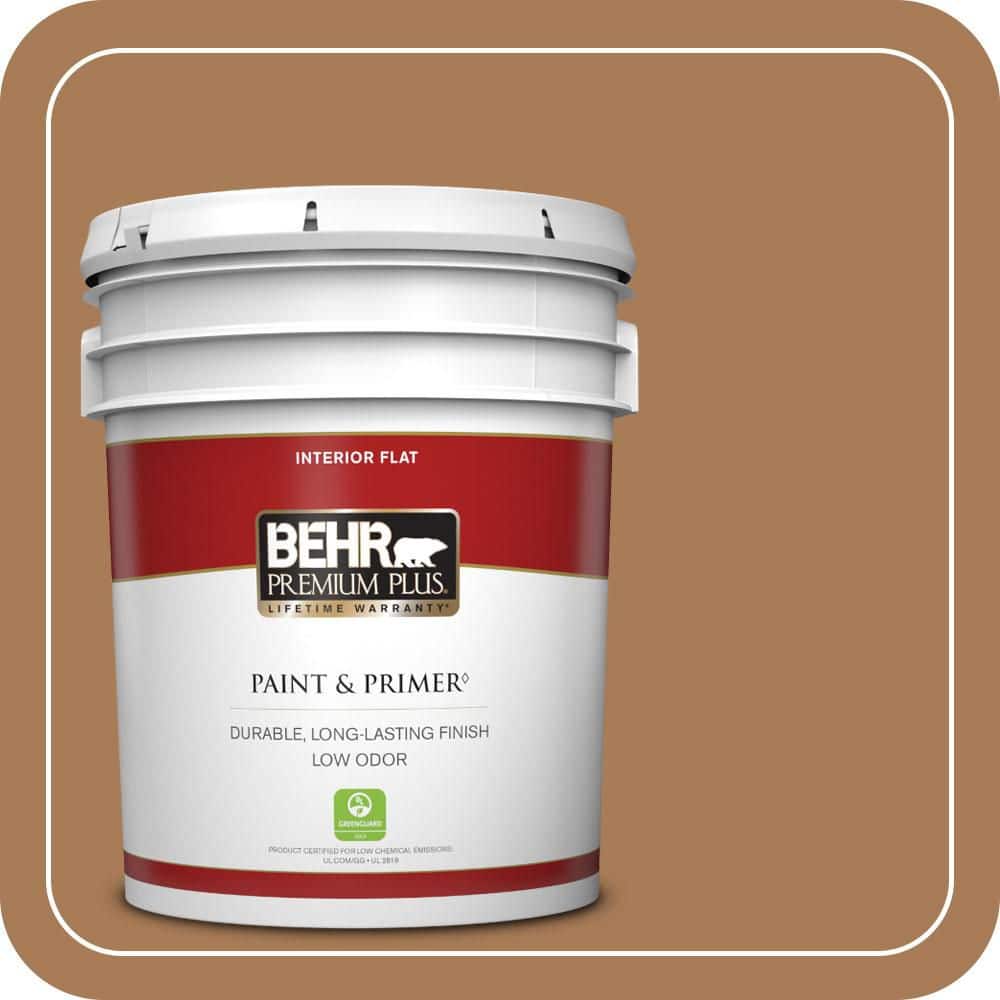 BEHR PREMIUM PLUS 5 gal. #S270-7 Antique Penny Flat Low Odor Interior Paint & Primer