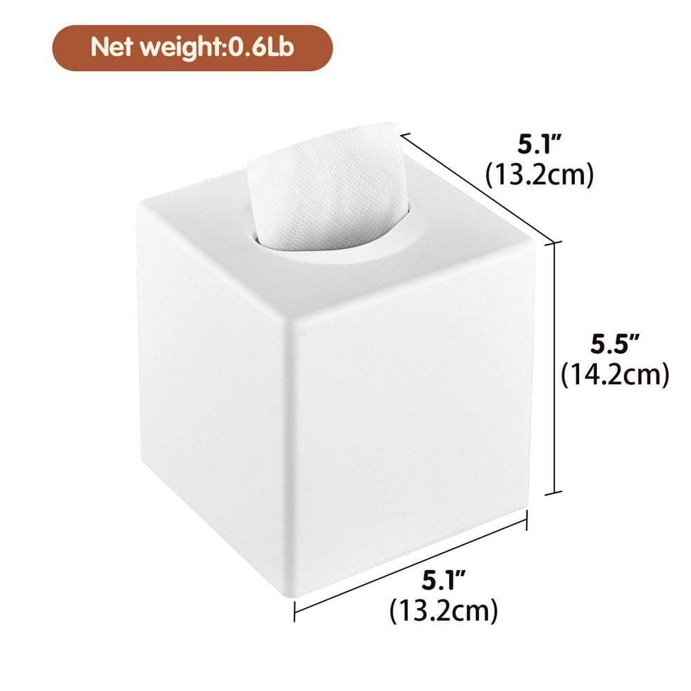 Numhew Square Facial Storage Tissue Box Holder in White, Home Accessories for Bathroom, Dressers, Night Stand, Parlors (2)