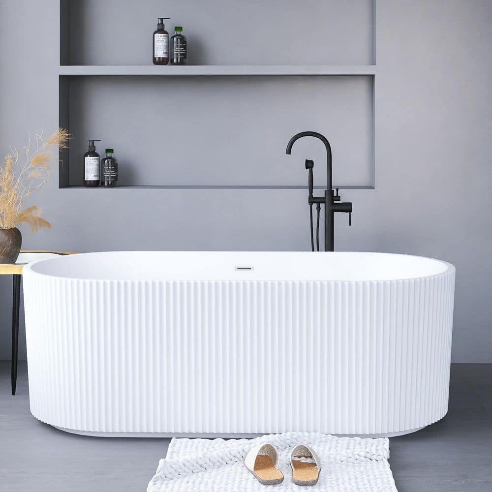 JimsMaison 31.50 in. Acrylic Freestanding Flatbottom Soaking Bathtub (1)