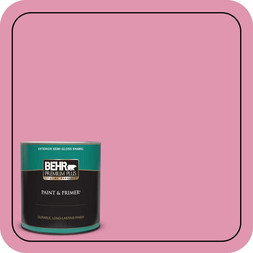 BEHR PREMIUM PLUS 1 qt. #P130-4 Its a Girl Semi-Gloss Enamel Exterior Paint & Primer