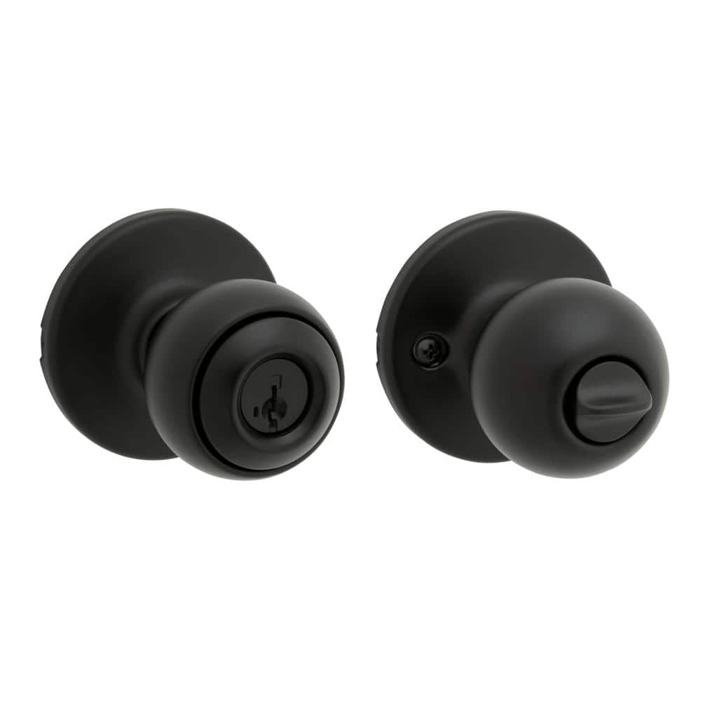 Kwikset Polo Matte Black Keyed Entry Doorknob 1.875 in Featuring Smart Key Security
