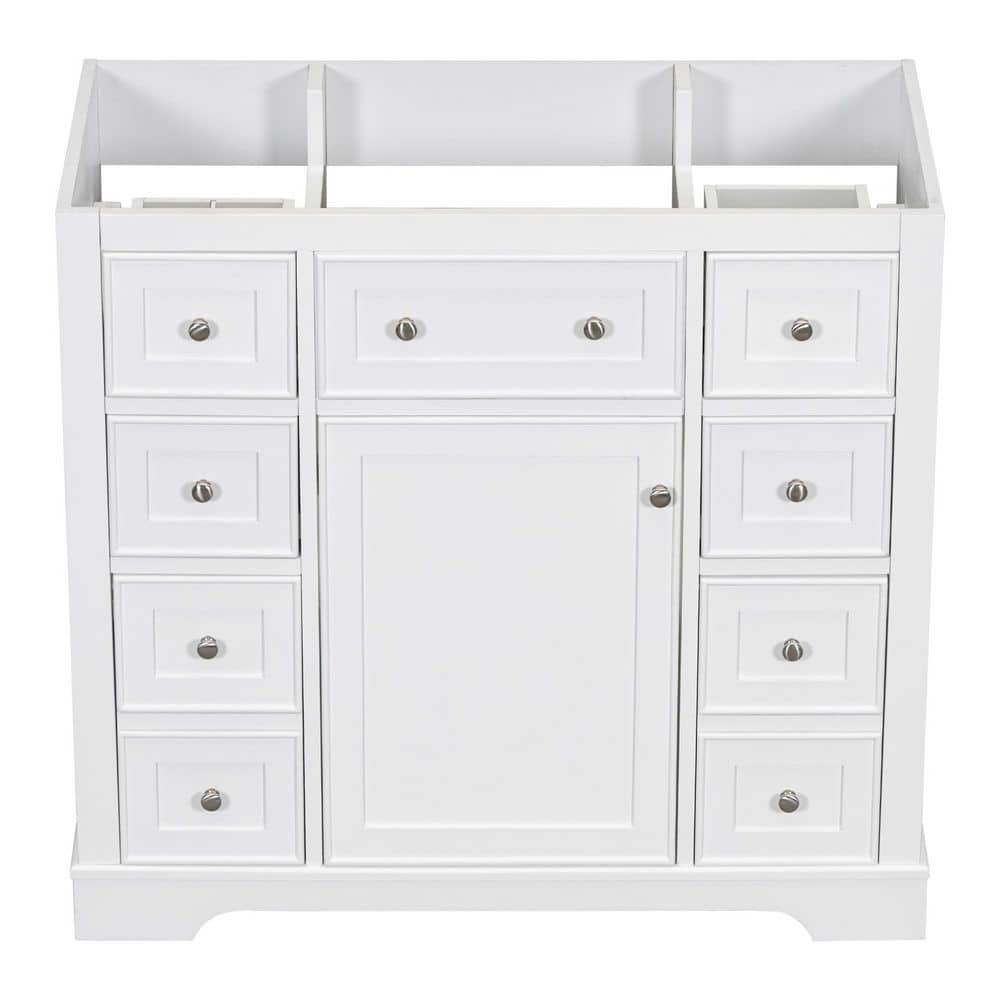 Unbranded 6-Drawers 35.6 in. Bath Vanity Cabinet without Top in White Unassembled