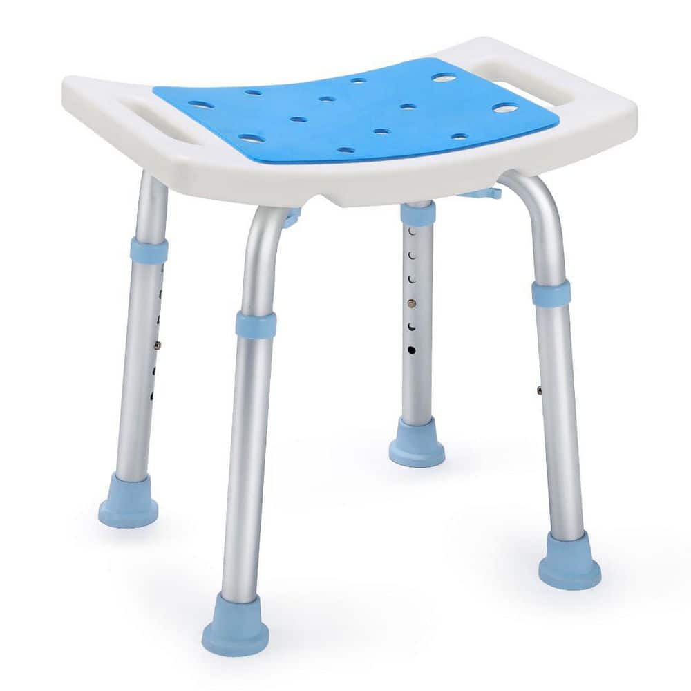 Unbranded Aluminum Adjustable Bath Stool Chair in White, Anti-Slip Bench Bathtub Stool Seat with Durable Aluminum Legs for Elderly (1)