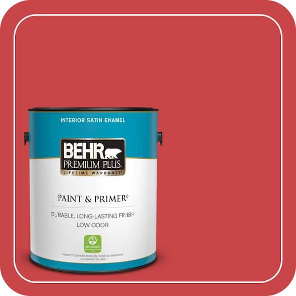 BEHR PREMIUM PLUS 1 gal. #P150-6 Whip Lash Satin Enamel Low Odor Interior Paint & Primer (2)