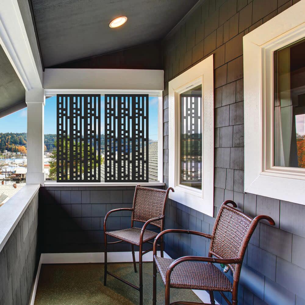 Barrette Outdoor Living 2 ft. x 4 ft. Morse Black Polypropylene Decorative Screen Panel (2)