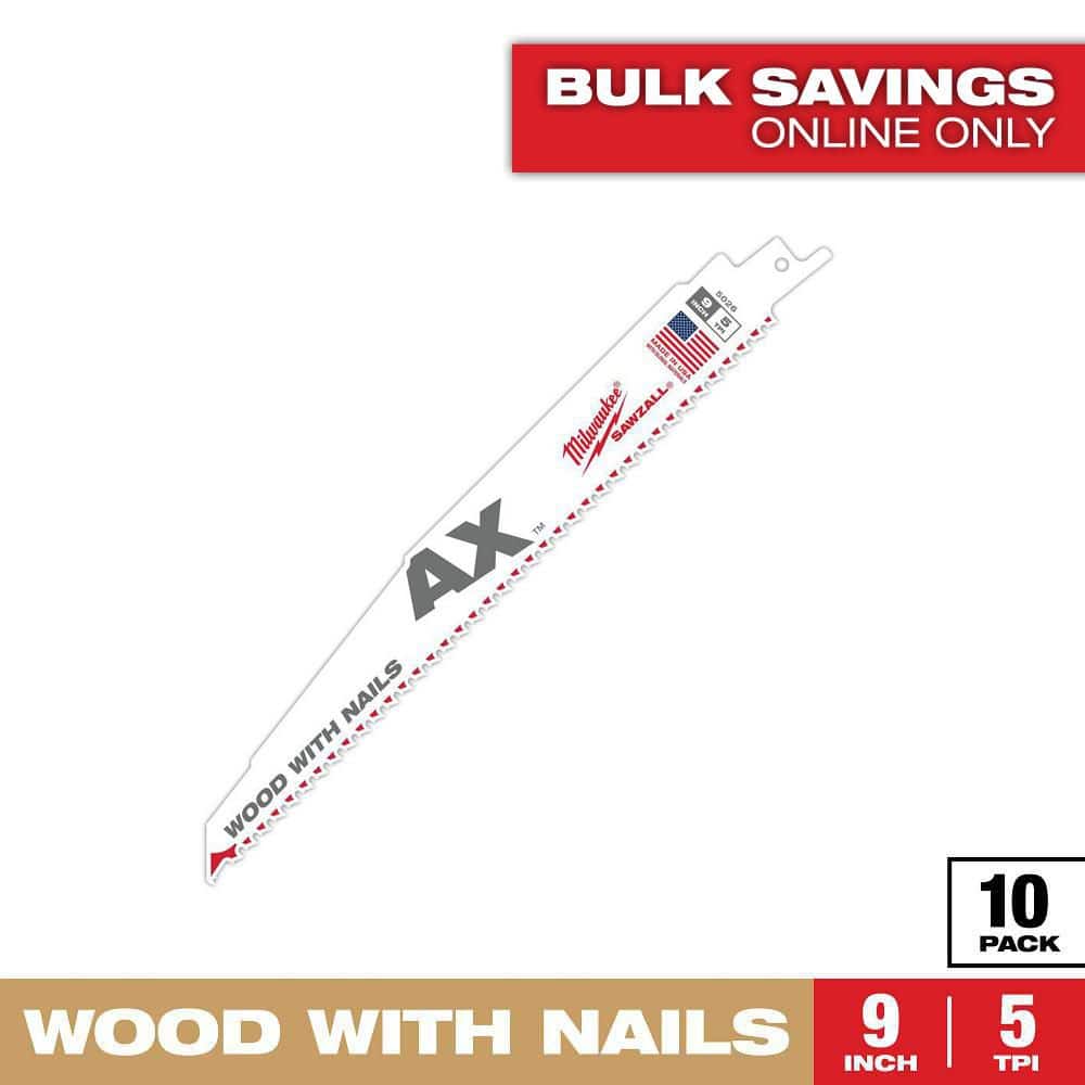 Milwaukee AX Nail-Embedded Wood Cutting SAWZALL Reciprocating Saw Blades (1)