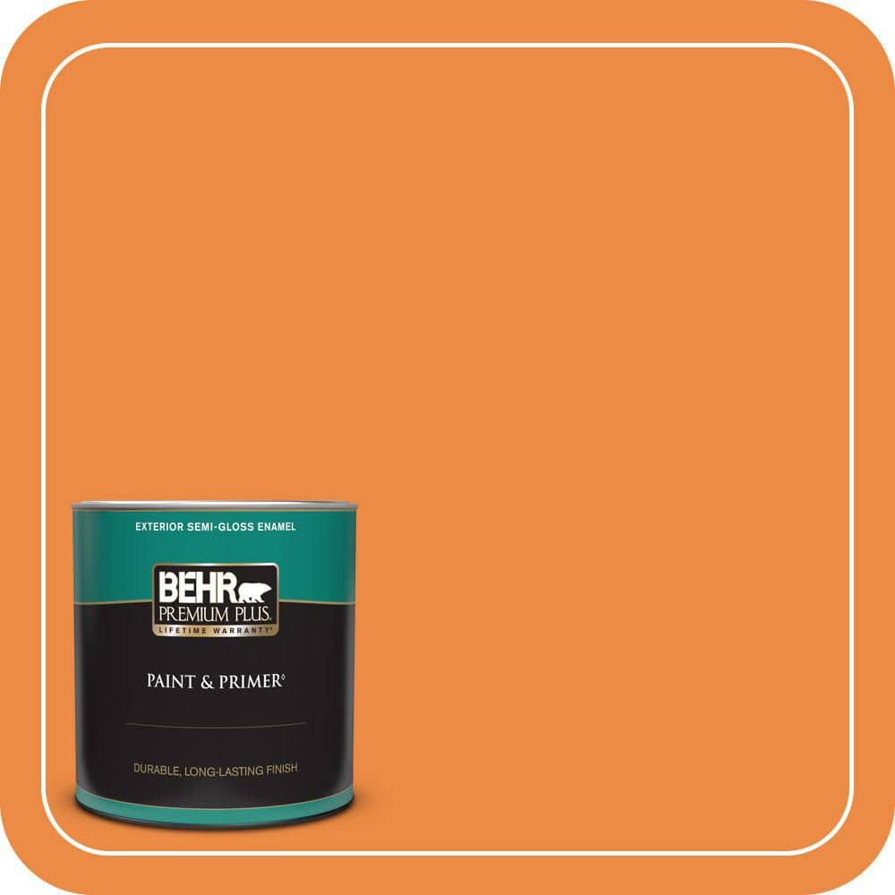 BEHR PREMIUM PLUS 1 qt. #P230-7 Acapulco Sun Semi-Gloss Enamel Exterior Paint & Primer