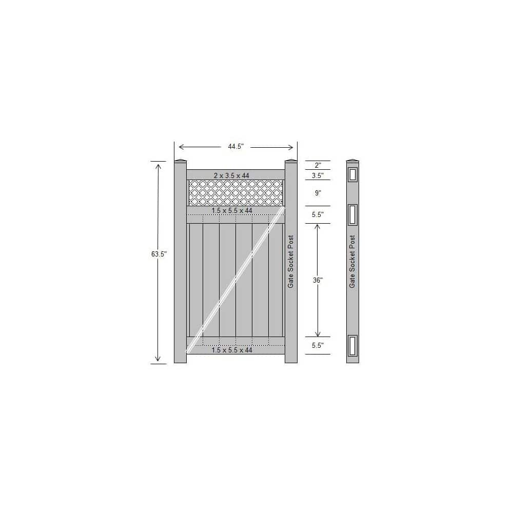 Weatherables Ashton 7.4 ft. W x 5 ft. H White Vinyl Privacy Fence Double Gate Kit (3)