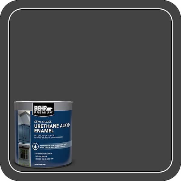 BEHR PREMIUM 1 qt. #S-H-790 Black Suede Semi-Gloss Enamel Urethane Alkyd Interior/Exterior Paint (2)