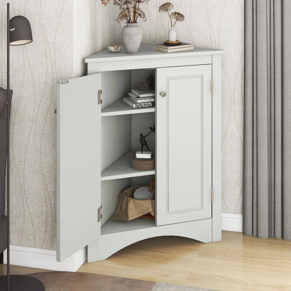 Unbranded 17.2 in. W 17.2 in. D 31.5 in. H Linen Cabinet, Triangle Bathroom Storage Cabinet with Adjustable Shelves (4)