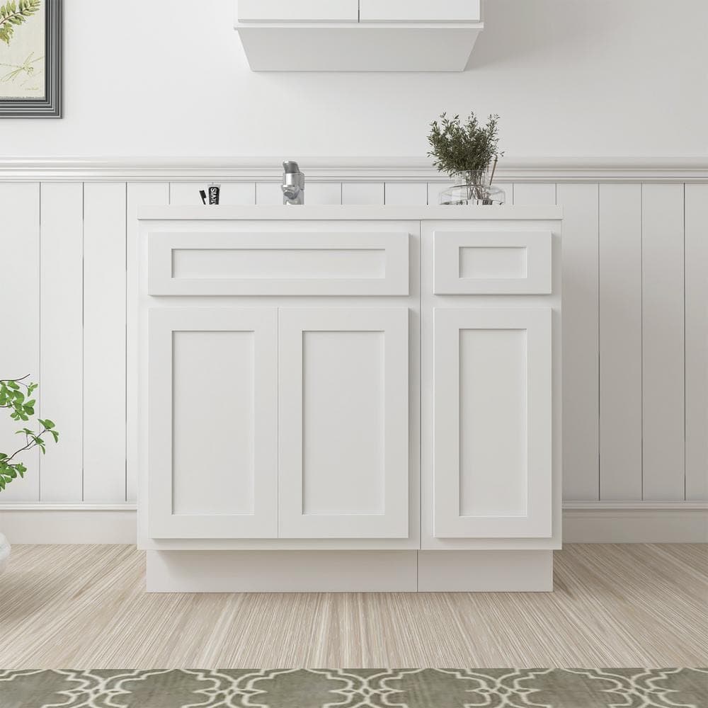 Vanity Art Montclair 36 in. 3-Door and 1-Drawer Freestanding Shaker Bathroom Vanity Cabinet (No Top) in White - Unassembled (1)
