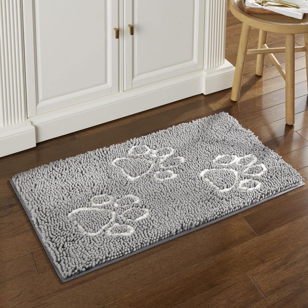 Home Dynamix Comfy Pooch Clean Paw Gray/White 21 in. x 30 in. Door Mat For Pets (3)