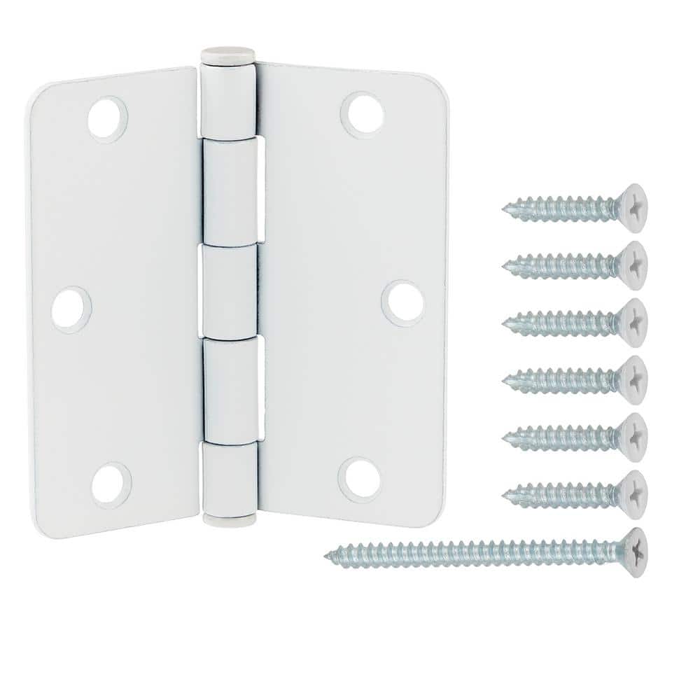 Everbilt 3-1/2 in. x 1/4 in. Radius White Squeak-Free Door Hinge