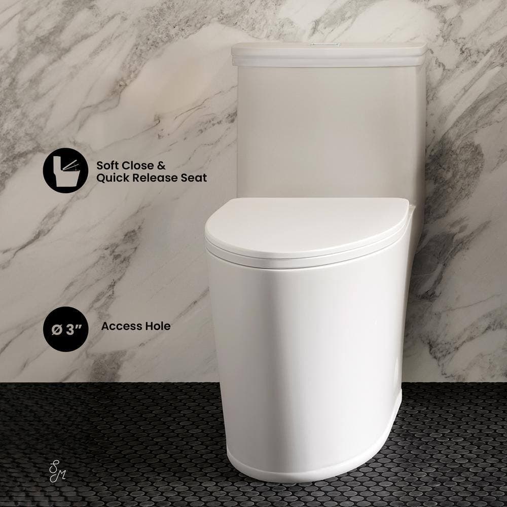 Swiss Madison Beau 1-Piece 1.1/1.6 GPF Dual Flush Elongated Toilet in White Seat Included (3)