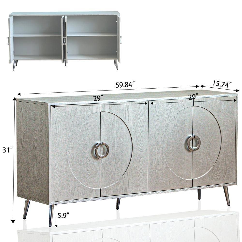 COWLOWN 59.84 in. W x 15.74 in. D x 31 in. H Bathroom Silver Linen Cabinet (2)