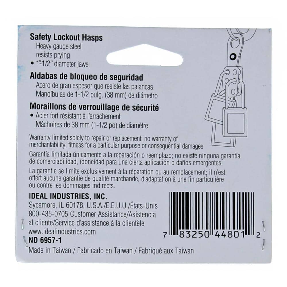 IDEAL Safety Lockout Hasp, 1-1/2 in. Jaw 2/Card (3)
