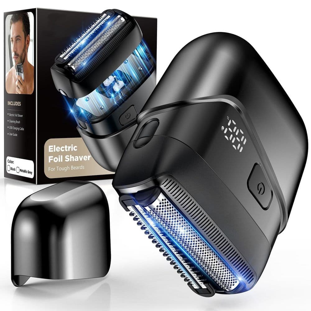 Wudkey 1-Piece Bathroom Accessory Set in Black, Electric Foil Shavers for Men with LED Display and Fast Charge, IPX7 Waterproof (1)