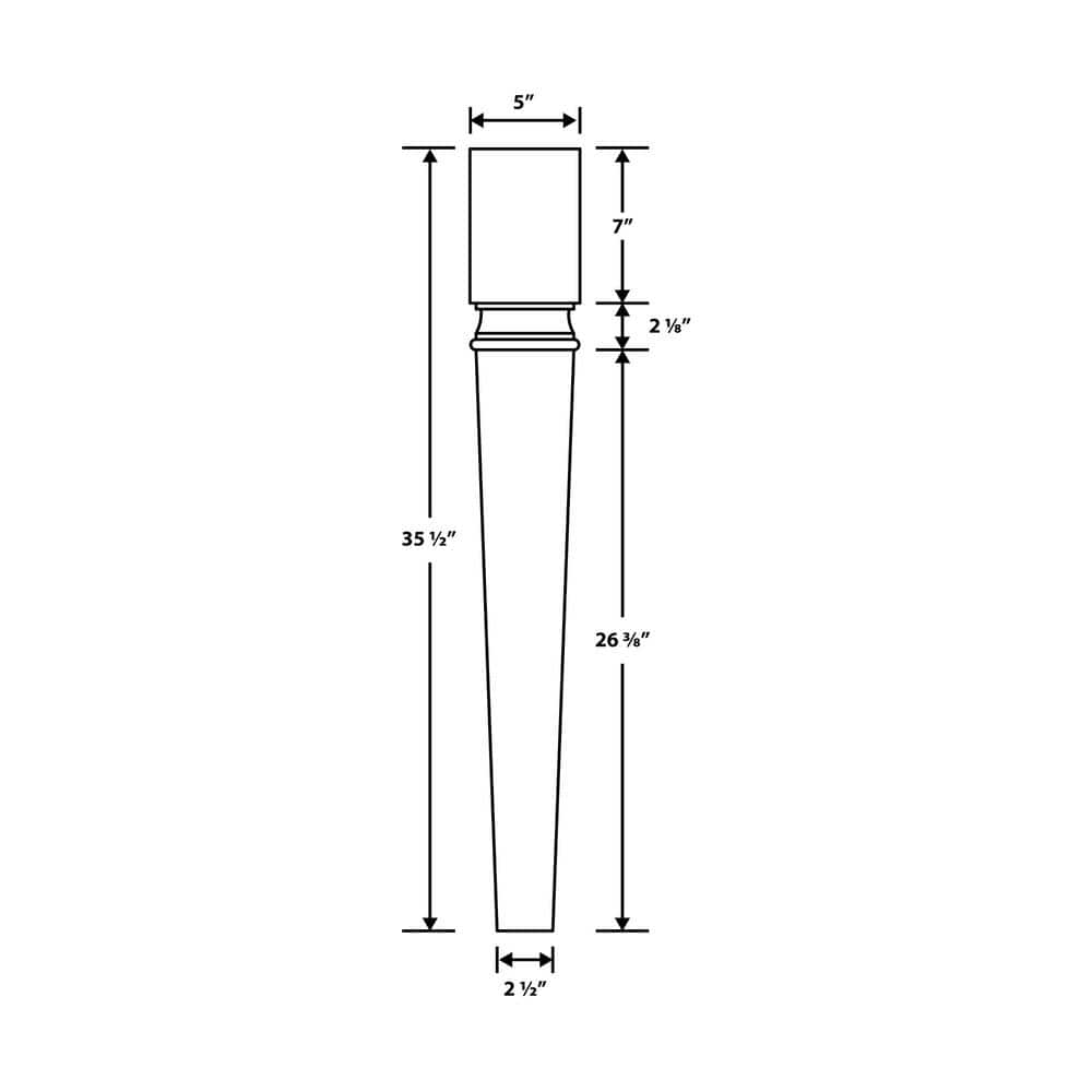 American Pro Decor 35-1/2 in. x 5 in. Unfinished North American Solid Maple Kitchen Island Leg (2)