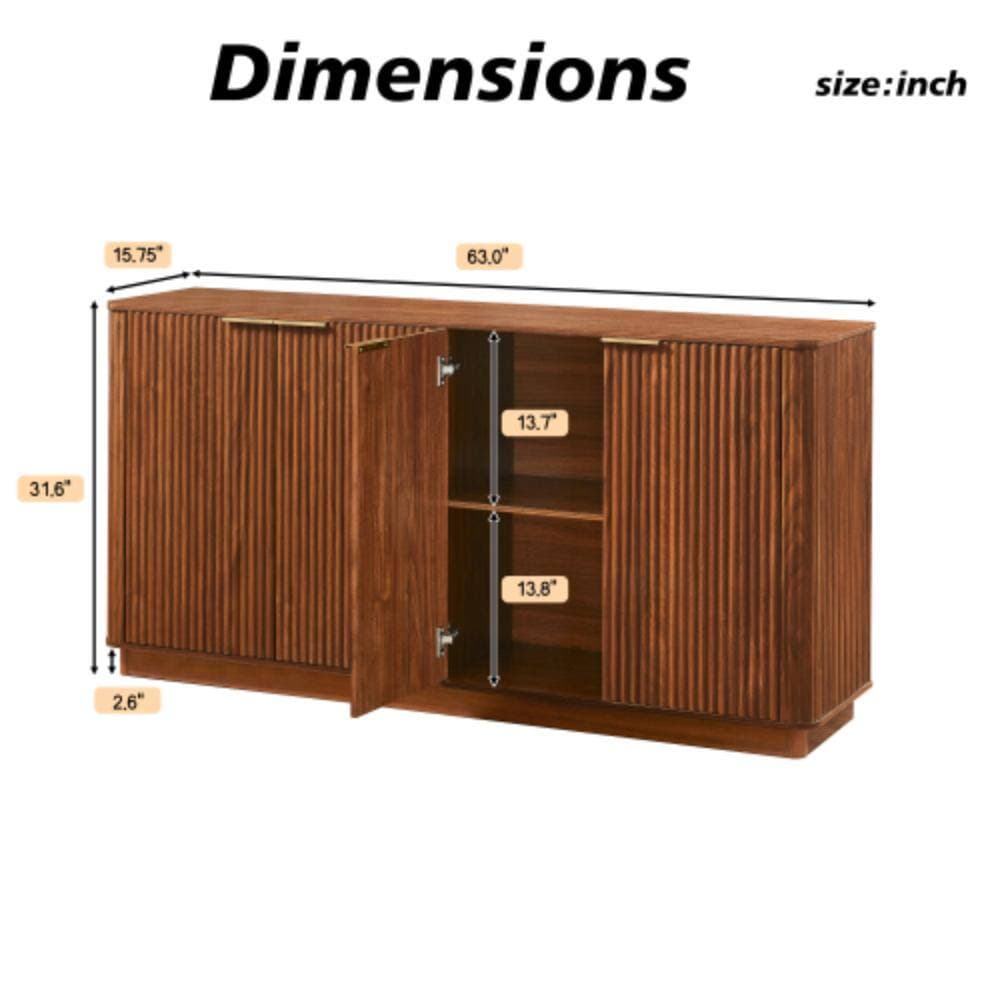 Unbranded 63 in. W x 15.75 in. D x 31.5 in. H Bathroom Dark Brown Linen Cabinet (2)