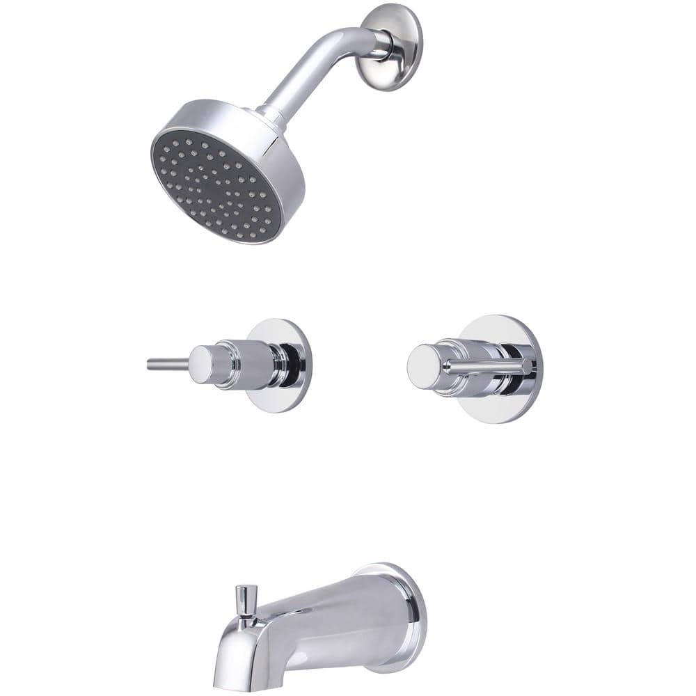 Central Brass 8997-M1 Double Handle 1-Spray Tub and Shower Faucet 1.75 GPM in. Chrome Valve Included (1)
