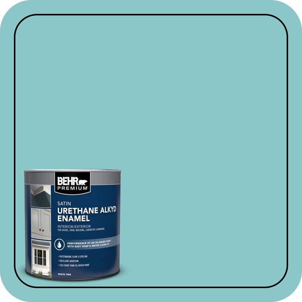 BEHR PREMIUM 1 qt. #510D-4 Embellished Blue Satin Enamel Urethane Alkyd Interior/Exterior Paint (1)
