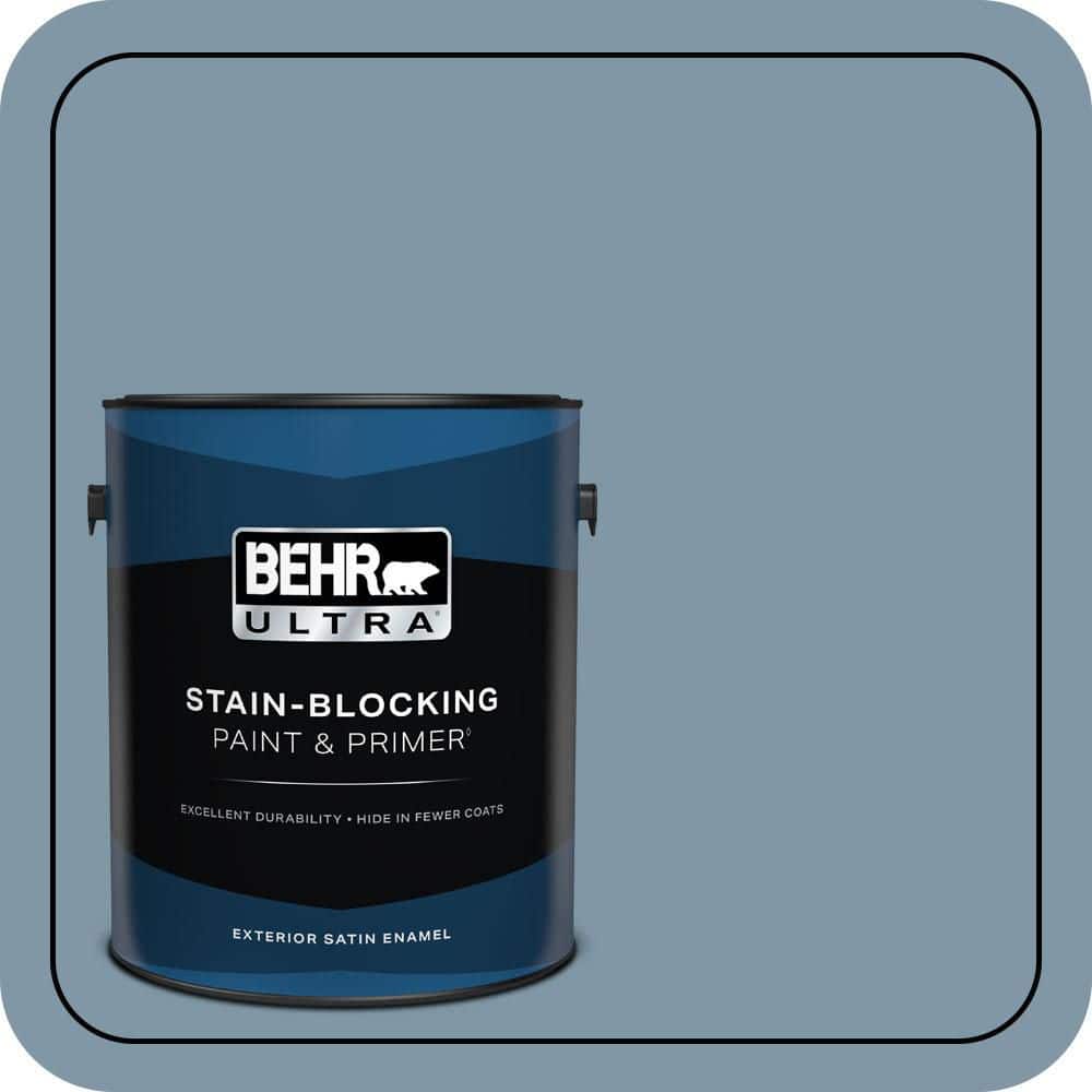 BEHR ULTRA 1 gal. #560F-5 Bleached Denim Satin Enamel Exterior Paint & Primer