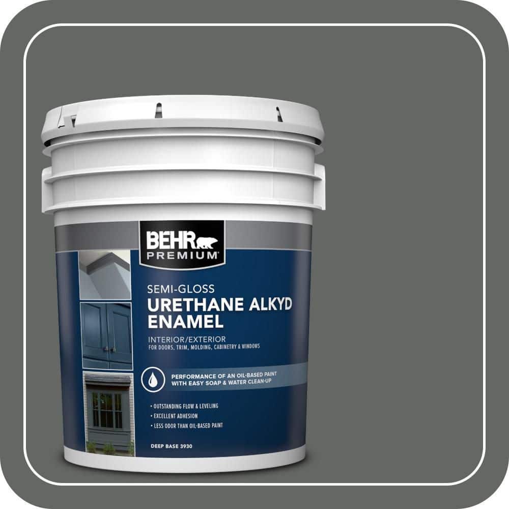 BEHR PREMIUM 5 gal. #PPU25-02 Black Locust Urethane Alkyd Semi-Gloss Enamel Interior/Exterior Paint
