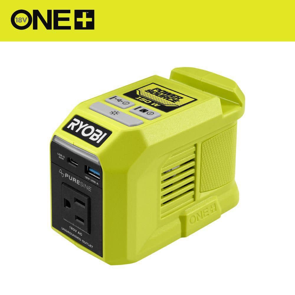 RYOBI ONE Plus 18V 150-Watt Portable Battery Inverter Power Source (Tool Only) (1)