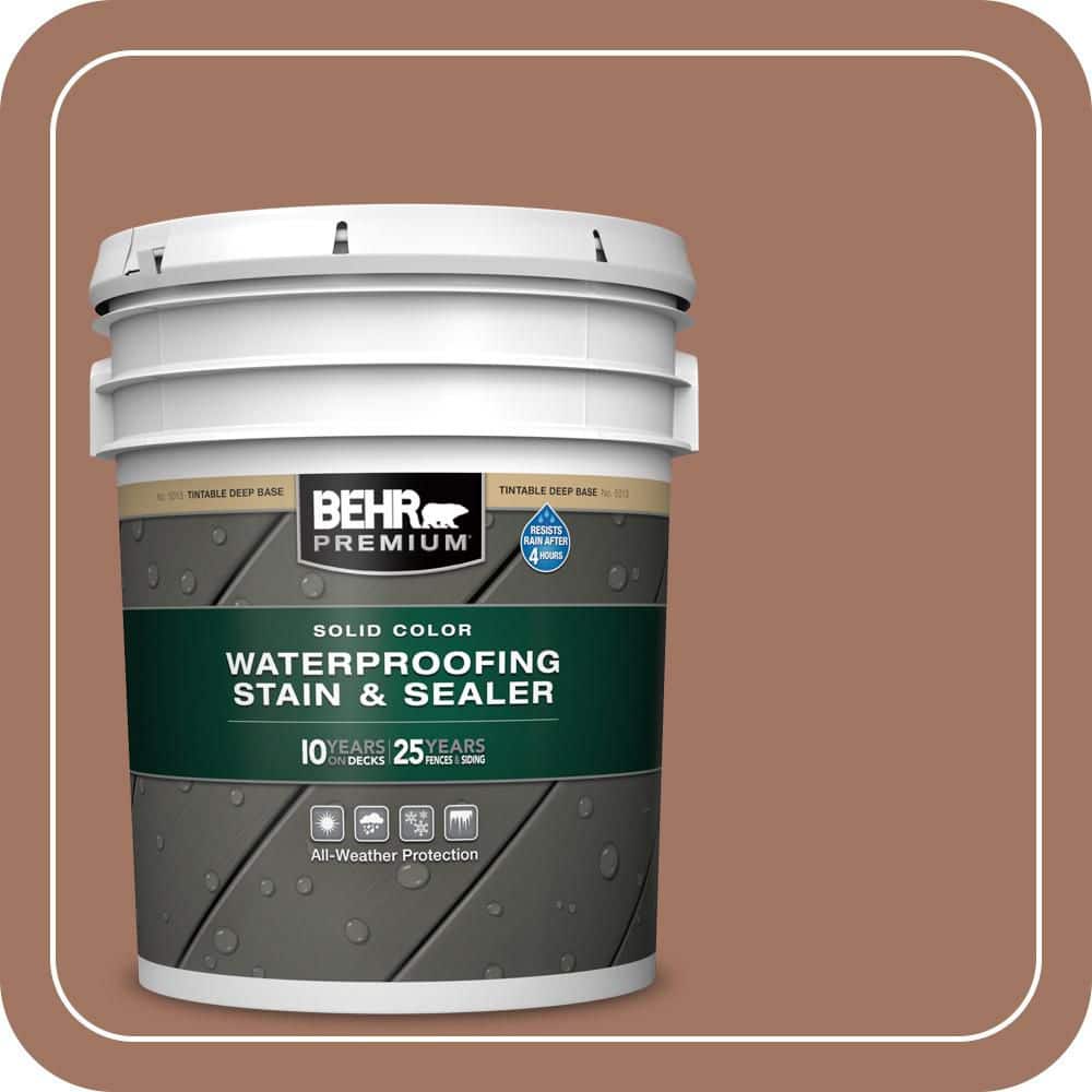 BEHR PREMIUM 5 gal. #PFC-14 Iron Ore Solid Color Waterproofing Exterior Wood Stain and Sealer