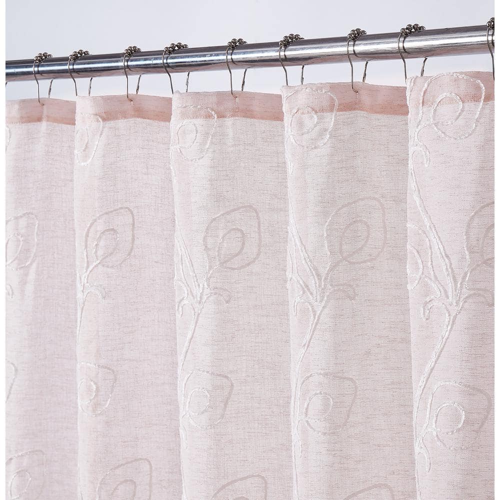 Dainty Home Stella 70 in. x 72 in. Blush Embroidered Shower Curtain (2)