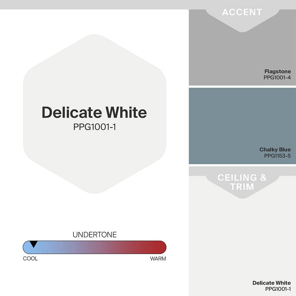 Glidden 8 oz. PPG1001-1 Delicate White Satin Interior Paint Sample (4)
