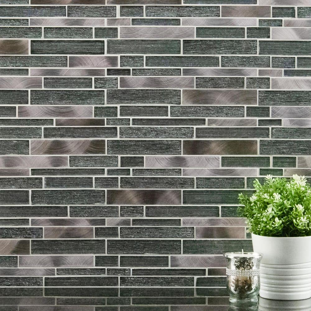 MSI Volcanic Luxe Interlocking 12 in. x 12 in. x 0.31 in. Glass/Metal Mesh-Mounted Mosaic Wall Tile (0.95 sq. ft. /Each) (3)