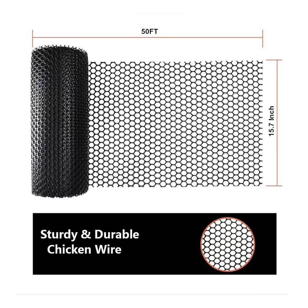 Angel Sar 15.7 in. x 50 ft. Plastic Wire Mesh Fence Roll, Versatile Plastic Fencing Barrier Netting for Garden Farm (3)